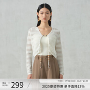 阿依蓮【商場(chǎng)同款】減齡針織開(kāi)衫夏季薄款女2025新款吊帶裙外搭披肩上衣 梔子白 M