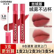 Color Key珂拉琪唇釉口紅唇泥啞光鏡面學(xué)生不易沾杯防汗官方旗艦款 絲絨系【3.0版本】B605 肉桂蜜桃