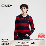 ONLY秋冬含羊毛學(xué)院風(fēng)套頭翻領(lǐng)寬松針織衫女|124313028 I33 紅藍(lán)條紋 M (165) 84A