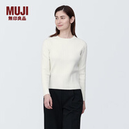無印良品（MUJI）女式 使用大豆纖維羅紋編織圓領(lǐng)毛衣長袖女款針織衫 BA1OFA4S 米白色 XL(165/92A)