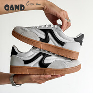 奇安達Q-AND男鞋2025夏季新款百搭運動(dòng)休閑鞋子透氣藍色經(jīng)典德訓鞋 淺灰/黑 43