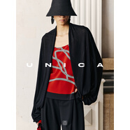 UNICA/隨性飄逸慵懶_親膚亞麻棉連身蝙蝠袖廓形輕盈干爽針織開(kāi)衫 【 透視經(jīng)典黑 】 開(kāi)衫 L 【預訂25天發(fā)】