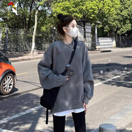 啄木鳥(niǎo)秋冬新款深灰色小個(gè)子2025新款加絨印花搭配鯊魚(yú)褲的上衣 修身深灰色【純色】修/身 L