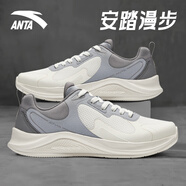安踏（ANTA）漫步丨網(wǎng)面透氣男鞋子跑步鞋男款夏季跑鞋減震耐磨休閑運動鞋男鞋 【軟底回彈】白/霧灰/沙暴灰-4 41