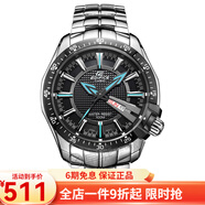 卡西歐(CASIO)手表 男士表 防水夜光 石英鋼帶男表 黑盤鋼帶EF-130D-1A2