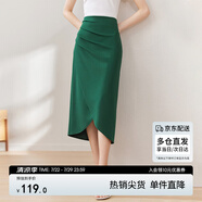 尚都比拉氣質(zhì)設(shè)計感半身裙女裝秋季開衩包臀裙顯瘦中長款裙子女 綠色 M