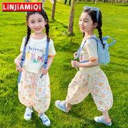 鄰家米其童裝女童套裝夏裝新款短袖1-3-4-6-8歲寶寶兒童女孩夏季小孩衣服 XT5118（T恤+褲子）-卡通款 100 碼/身高90-100cm（2-3歲）