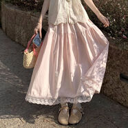 映棠15-18歲微胖女中學(xué)生夏裝甜美法式學(xué)院風(fēng)圓領(lǐng)繡花襯衫高 粉色半身裙 【單件】 S 80斤--98斤