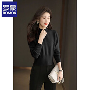 羅蒙（ROMON）套頭小高領(lǐng)毛衣女秋季2025新款時尚短款內(nèi)搭女士打底衫針織衫女 黑色 S