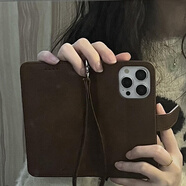 日本品質(zhì)翻蓋磁扣小牛紋安卓蘋果iPhone16promax手機殼華為mate60 棕色小牛紋+手繩 iPhone_6s