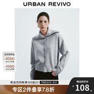UR秋冬新款女裝時(shí)尚簡(jiǎn)約氣質(zhì)高立領(lǐng)針織開(kāi)衫UWM940018 冷灰 XS