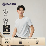 Rapido【新品】靂霹道2025新款男士抗菌UPF40+防曬速干短袖T恤CN4142O35 灰色 L 175/92A