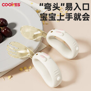COOKSS兒童勺子寶寶學吃飯PPSU叉勺彎頭嬰兒硅膠短柄訓練輔食勺