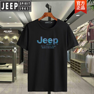 JEEP SPIRIT吉普短袖T恤男夏季時(shí)尚半袖大碼圓領(lǐng)休閑寬松上衣體恤新品 黑色T591 M