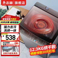 志高13KG全自動(dòng)洗衣機(jī) 家用小型波輪大容量 洗脫烘干一體機(jī) 宿舍出租房公寓 12.3KG【洗烘一體+藍(lán)光洗護(hù)+強(qiáng)動(dòng)力電機(jī)】