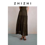 致知ZHIZHI  瑤華 立體肌理感針織A擺蛋糕裙長(zhǎng)款半身裙25秋季新款 濃醇棕 S