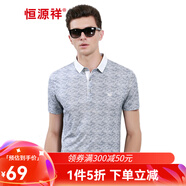 恒源祥冰絲男士短袖t恤翻領(lǐng)夏季薄款半袖中年時尚波點(diǎn)商務(wù)休閑體恤上衣 51T00S05-淺灰 2XL (185)