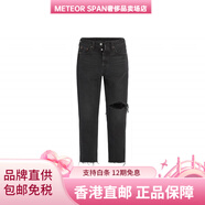 李維斯（Levi's）FW22水洗做舊高腰直筒破洞九分牛仔褲女款灰色 灰色 24