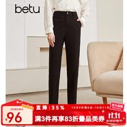 betu百圖女裝氣質(zhì)通勤款中高腰彈力毛呢休閑煙管顯瘦直筒西褲2110T52 黑色 M