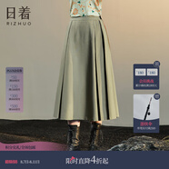 日著（rizhuo）原創(chuàng)設(shè)計(jì)2024秋新款小眾新復(fù)古回潮時(shí)尚高腰綿羊毛百褶半身裙 塵黃 L