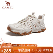 駱駝（CAMEL）王俊凱同款網面增高休閑戶外登山徒步鞋 G14M342693 米白 40