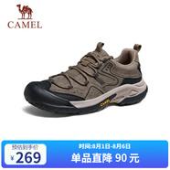 駱駝（CAMEL）踏山男士戶外登山復(fù)古皮面休閑低幫徒步鞋 G14A342696 卡其 41