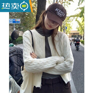 語(yǔ)森憶日本女裝短款開(kāi)衫毛衣秋冬復(fù)古學(xué)院風(fēng)針織開(kāi)衫外套女2024日系軟糯 奶油米 S （推薦75-90斤）