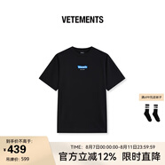 VETEMENTS正品 270g重磅立體印花純棉100%高端輕奢t恤男女士潮牌寬松半短袖 黑色 S