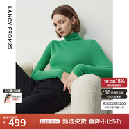 朗姿【王楚然同款】純羊毛高領(lǐng)針織衫春冬內搭打底上衣曠野美拉德 深薄荷綠色2 M