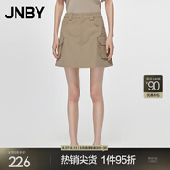 江南布衣（JNBY）夏半身裙女A字裙簡(jiǎn)約工裝風(fēng)腰裙通勤短裙棉質(zhì)裙子 287/黃卡其 M