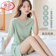 浪莎女士睡衣女夏季薄款涼感柔順絲滑慵懶風(fēng)舒適家居服可外穿2025綠色