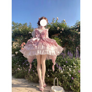 笑炎現貨粉色花嫁lolita裙JSK洛麗塔洋裝優(yōu)雅大小姐甜美公主裙 粉色連衣裙+腰鏈+拖尾+發(fā)飾+頸飾 S