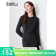 百圖betu女裝冬季新款連衣裙收腰顯瘦流蘇毛邊裙子女2410T94 深灰 M
