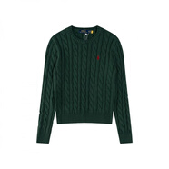 POLO SPORT美國保羅秋冬季RL拉夫圓領(lǐng)長(cháng)袖針織衫毛衣刺繡套頭麻花女款上衣 綠色 XL