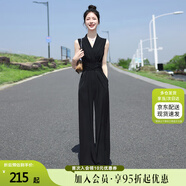 絲柏舍無袖連體褲2025春夏新款女時尚收腰設(shè)計V領(lǐng)裁剪連體衣