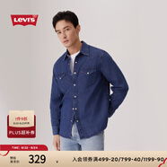 Levi's李維斯男士經(jīng)典寬松藍色牛仔襯衫時(shí)尚美式水洗情侶外套情侶衣櫥 中藍色 XS