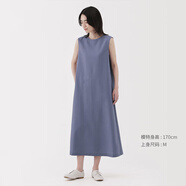 無(wú)印良品（MUJI）女式易干彈力泡泡紗無(wú)袖連衣裙女裝裙子長(cháng)裙25年夏季連身裙 煙熏藍色 L （165/88A）