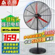志高（CHIGO）工業(yè)風(fēng)扇落地扇大風(fēng)力強(qiáng)力牛角扇大功率商用吹除甲醛工廠車間立式搖頭落地風(fēng)扇 650mm(鋁鎂葉)升級(jí)一鍵搖頭
