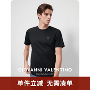 卓凡尼·華倫天奴（GIOVANNI VALENTINO）含桑蠶絲圓領(lǐng)短袖T恤男裝純色夏裝體恤衫 純黑色 3X 