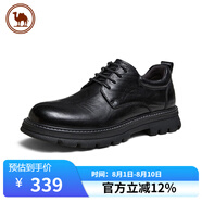駱駝牌 新款休閑皮鞋舒軟真皮復(fù)古增高正裝男士皮鞋 P14A201635 黑色 41