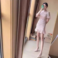 冉藝嵐同款復古改良旗袍碎花提花連衣裙女2024新款優(yōu)雅氣質(zhì)民國魚(yú)尾風(fēng)荷 絕美粉茶香蒲 L 大約 108-121斤 咨詢(xún)