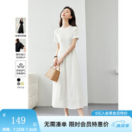 梵希蔓簡約通勤黑色短袖連衣裙女2025年夏季新款收腰顯瘦小黑裙子 M6986 白色 S
