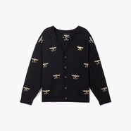 BOY LONDON【貴公子】BOYLONDON情侶款滿(mǎn)印刺繡潮牌寬松開(kāi)衫針織衫N64901 黑色 N64903 XL
