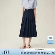 范思藍恩學(xué)院感通勤時(shí)髦知識分子半身裙女百褶長(cháng)款裙子24FS12177 藏青色 S