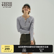 Teenie Weenie小熊長(cháng)袖T恤女春夏設計款小熊刺繡外穿打底衫上衣女 A-中灰色 S