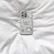 星星HelloKitty 情侶手機殼閃鏡羽紗自帶鏡頭膜防摔保護套 閃鏡羽紗-鏤空星星HelloKitty 蘋(píng)果7PLUS/8PLUS