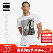 G-STAR RAW時(shí)尚夏季熱銷(xiāo)款男士竹節(jié)高端t恤短袖N(xiāo)ifous圓領(lǐng)印花打底衫D24687 白色LOGO L