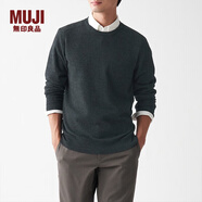 無(wú)印良品 MUJI 男式 牦牛絨混羊毛 圓領(lǐng)毛衣 AAA06A1A 長(cháng)袖針織衫 炭灰色 S (165/84A)