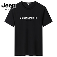 JEEP SPIRITJEEP/吉普短袖t恤男夏季新款圓領(lǐng)寬松大碼男士打底衫半袖棉質(zhì)體恤 9002/黑 S