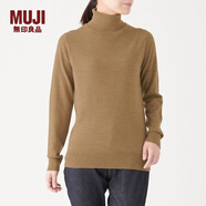 無印良品 MUJI 女式 天竺 高領(lǐng)毛衣 長袖針織衫 駝色 M